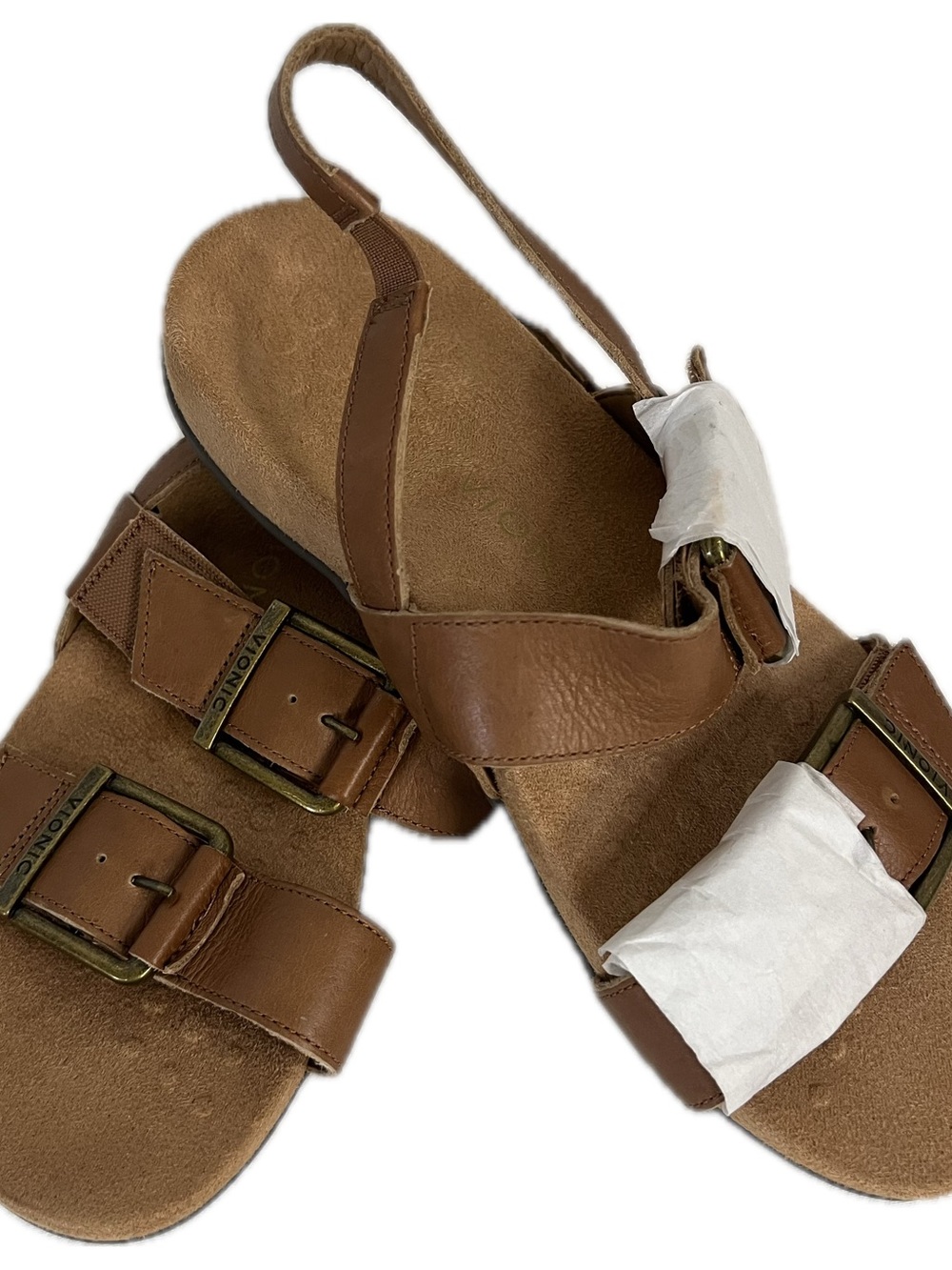 Vionic Reese NWOB Brown Leather Buckle Sandals - Casual Slingback Comfort